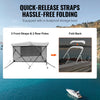 VEVOR 3 Bow Bimini Top Boat Cover, Detachable Mesh Sidewalls, 600D Polyester Canopy with 1" Aluminum Alloy Frame, Includes Storage Boot, 2 Support Poles, 2 Straps, 6'L x 46"H x 67"-72"W, Light Grey