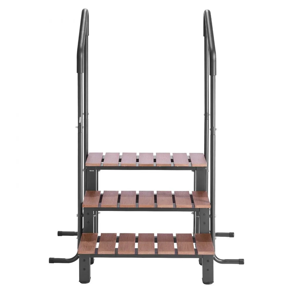 VEVOR Hot Tub Steps with Handrail, 3-Step Spa Outdoor Stairs, Heavy Duty 25.2 inch Wide Above-Ground/Inflatable Pool Ladder with 550 lbs Weight Capacity, Multi-Use for Porch, Patio, Deck, Trailers