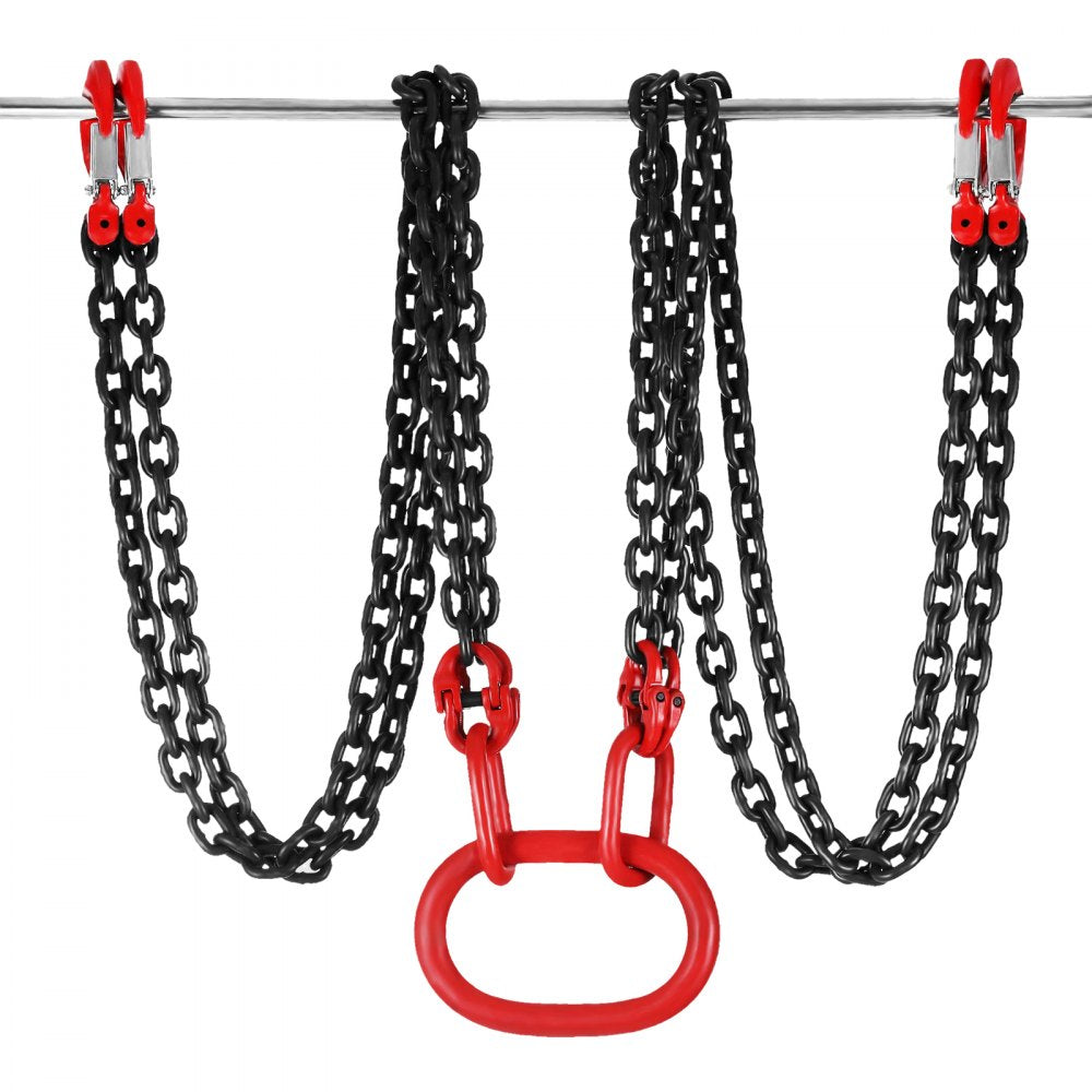 VEVOR Chain Sling, 5/16 inch x 10 ft Lifting Chains with Hooks, G80 Engine Chain Hoist Lifts, 11000 lbs/5 Ton Capacity Lifting Sling Chains for Engine Hoist, Engine Lift Chain with 4 Leg Grab Hooks