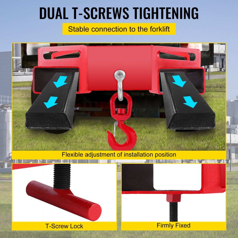 3 Tonne Large Forklift Lifting Hook Attachment 3000kg Telehandler Crane Jib Test Cert