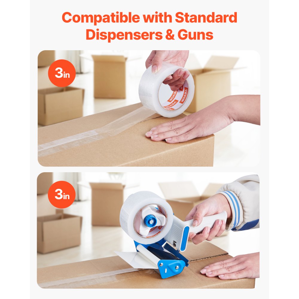 VEVOR Clear Packing Tape, 3 inches Core, 18 Rolls 1.88 Inches x 65 Yards Packing Tape, 2.7 Mil Thick, Heavy Duty Packaging Tape Designed for Moving, Storage and Packing, Shipping and Mailing, Office