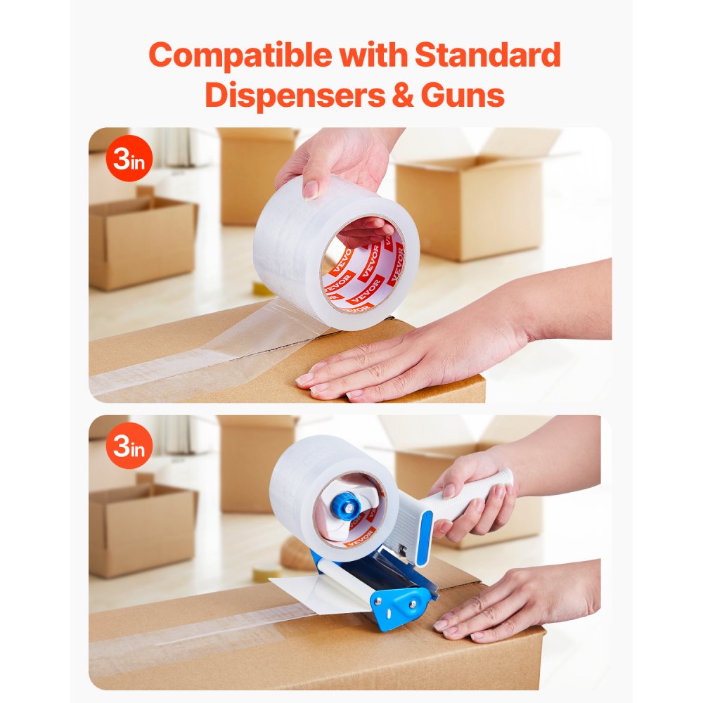 VEVOR Clear Packing Tape, 3 inches Core, 24 Rolls 3 Inches x 65 Yards Packing Tape, 2.7 Mil Thick, Heavy Duty Packaging Tape Designed for Moving, Storage and Packing, Shipping and Mailing, Office