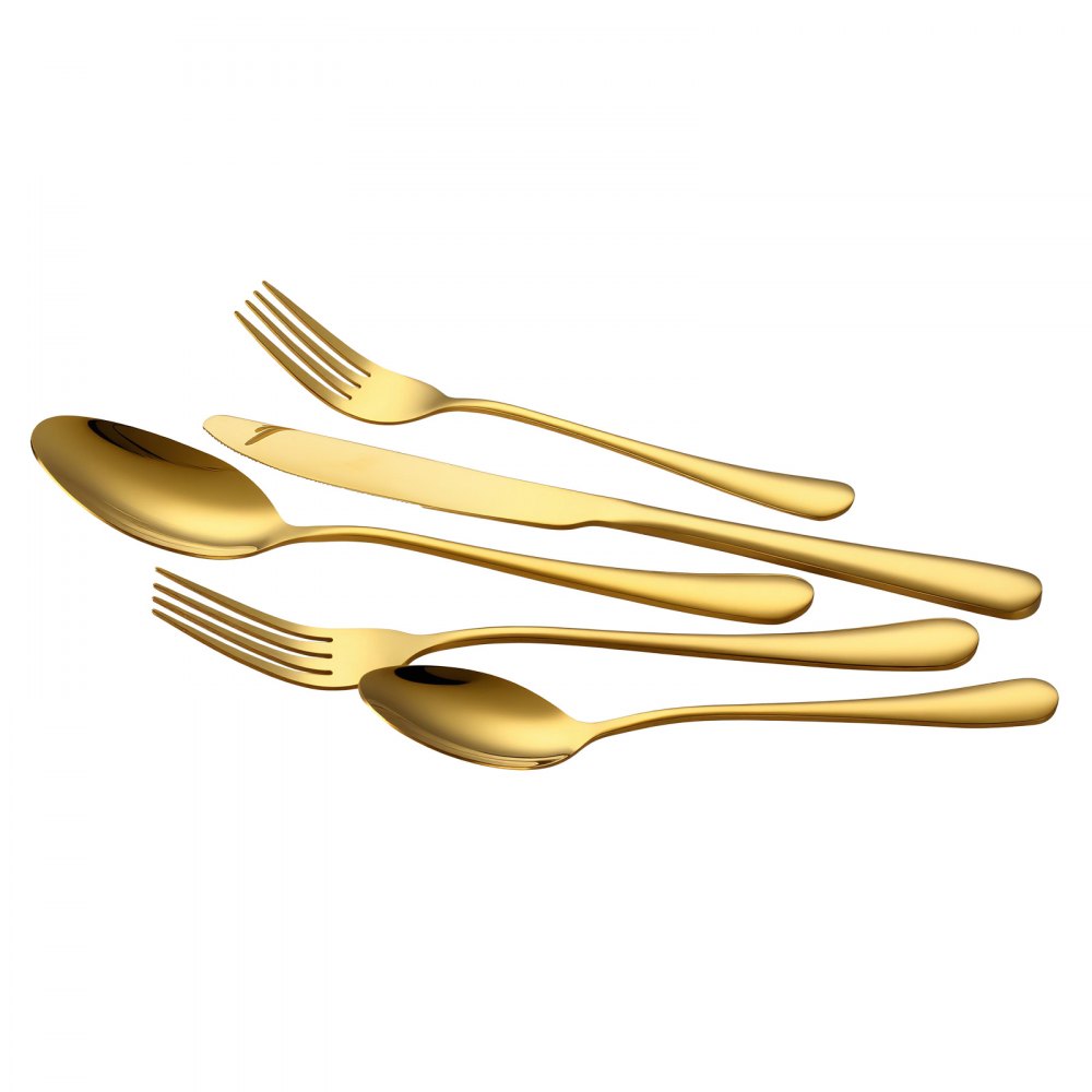 VEVOR 100-Piece Gold Silverware Set, Food-Grade Stainless Steel Flatware Utensils for 20, Mirror Finished Cutlery Set, Dishwasher Safe Eating Tableware for Kitchen Home, Include Knife Fork Spoon