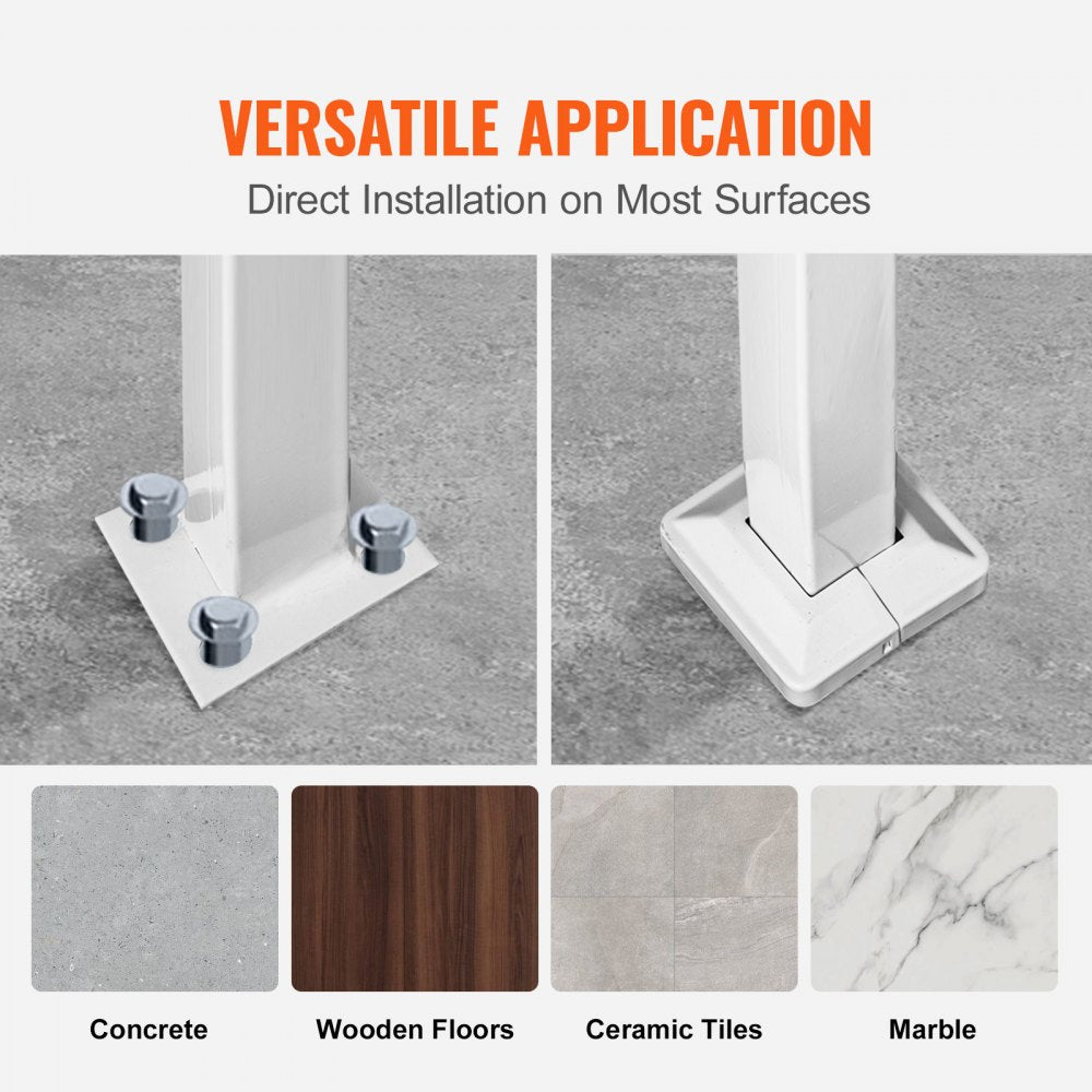 VEVOR Handrails for Outdoor Steps, Fit 1 or 4 Steps Outdoor Stair Railing, White Wrought Iron Handrail, Flexible Front Porch Hand Rail, Transitional Handrails for Concrete Steps or Wooden Stairs