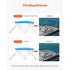 VEVOR 4 Bow Boat Bimini Tops, 600D Polyester Canopy with Aluminum Alloy Frame, Waterproof & Sun Shade Boat Awning Canopy with Storage Bag, 2 Support Poles, 4 Straps, 8'Lx(91"-96")Wx54"H, Pacific Blue
