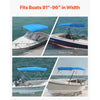 VEVOR 4 Bow Boat Bimini Tops, 600D Polyester Canopy with Aluminum Alloy Frame, Waterproof & Sun Shade Boat Awning Canopy with Storage Bag, 2 Support Poles, 4 Straps, 8'Lx(91"-96")Wx54"H, Pacific Blue
