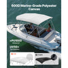 VEVOR 4 Bow Boat Bimini Tops, 600D Polyester Canopy with Aluminum Alloy Frame, Waterproof & Sun Shade Boat Awning Canopy with Storage Bag, 2 Support Poles, 4 Straps, 96"Lx(85"-90")Wx54"H, Light Grey