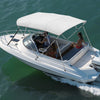 VEVOR 4 Bow Boat Bimini Tops, 600D Polyester Canopy with Aluminum Alloy Frame, Waterproof & Sun Shade Boat Awning Canopy with Storage Bag, 2 Support Poles, 4 Straps, 96"Lx(85"-90")Wx54"H, Light Grey