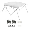 VEVOR 4 Bow Boat Bimini Tops, 600D Polyester Canopy with Aluminum Alloy Frame, Waterproof & Sun Shade Boat Awning Canopy with Storage Bag, 2 Support Poles, 4 Straps, 96"Lx(85"-90")Wx54"H, Light Grey