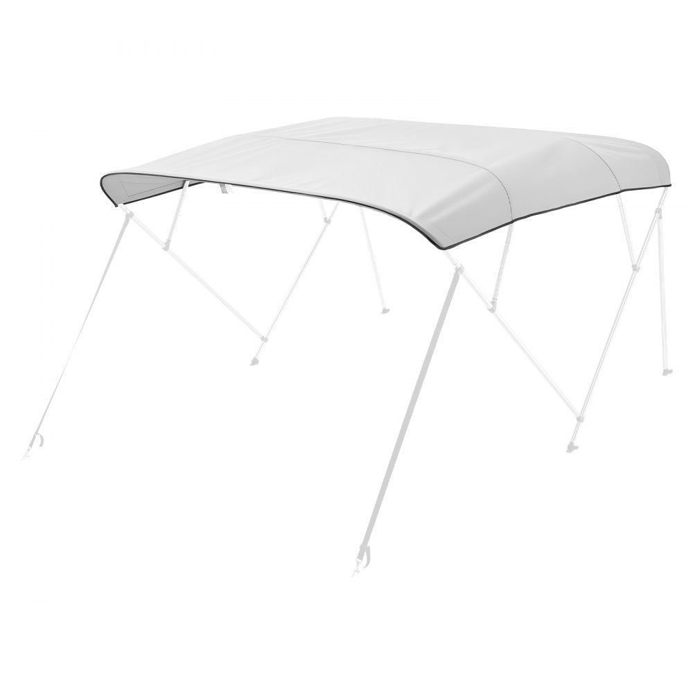 VEVOR 4 Bow Boat Bimini Tops, 600D Polyester Canopy, Waterproof & Sun Protection Boat Awning Canopy with Storage Bag, Bimini Top Replacement, 96"Lx(91"-96")W, Light Grey (Support Frame Not Included)