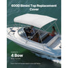 VEVOR 4 Bow Boat Bimini Tops, 600D Polyester Canopy, Waterproof & Sun Protection Boat Awning Canopy with Storage Bag, Bimini Top Replacement, 96"Lx(97"-103")W, Light Grey (Support Frame Not Included)