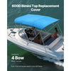 VEVOR 4 Bow Boat Bimini Tops, 600D Polyester Canopy, Waterproof & Sun Protection Boat Awning Canopy with Storage Bag, Bimini Top Replacement, 96"Lx(97"-103")W Pacific Blue (Support Frame Not Included)