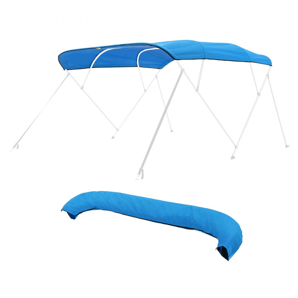 VEVOR 4 Bow Boat Bimini Tops, 600D Polyester Canopy, Waterproof & Sun Protection Boat Awning Canopy with Storage Bag, Bimini Top Replacement, 96"Lx(97"-103")W Pacific Blue (Support Frame Not Included)