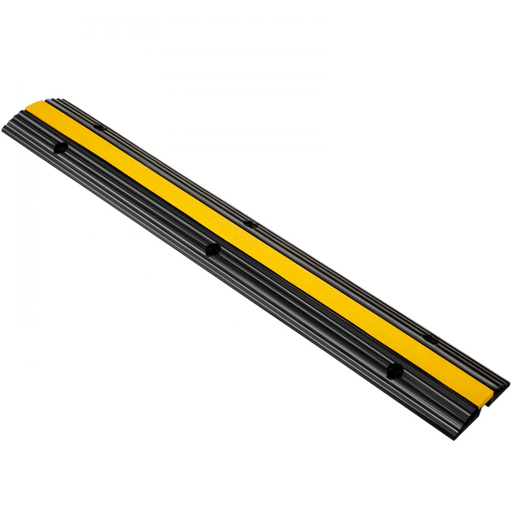 VEVOR 4 Pack of 1-Channel Rubber Cable Protector Ramps Heavy Duty 22046Lbs Load Capacity Cable Wire Cord Cover Ramp Speed Bump Driveway Hose Cable Ramp Protective Cover