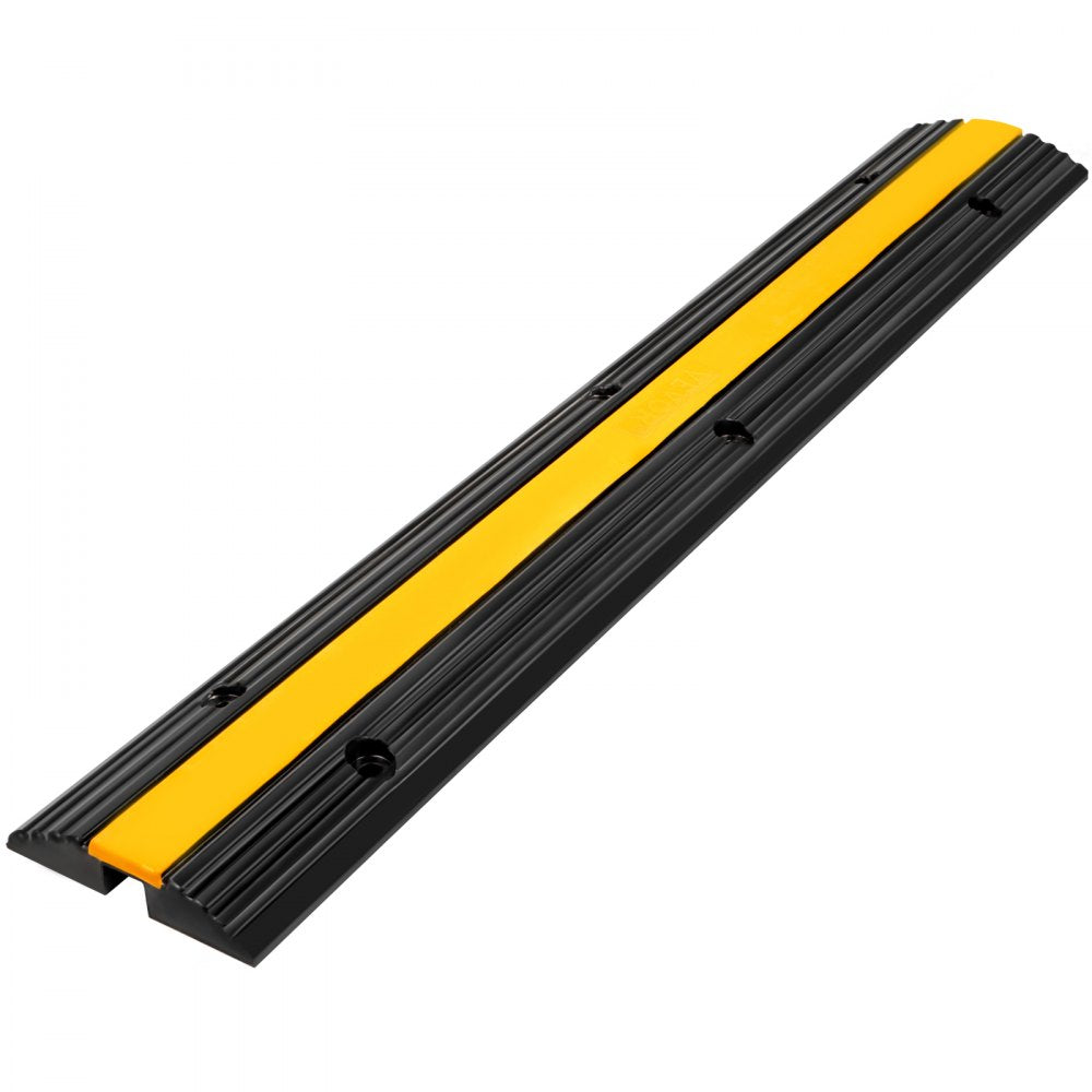 VEVOR 4 Pack of 1-Channel Rubber Cable Protector Ramps Heavy Duty 22046Lbs Load Capacity Cable Wire Cord Cover Ramp Speed Bump Driveway Hose Cable Ramp Protective Cover