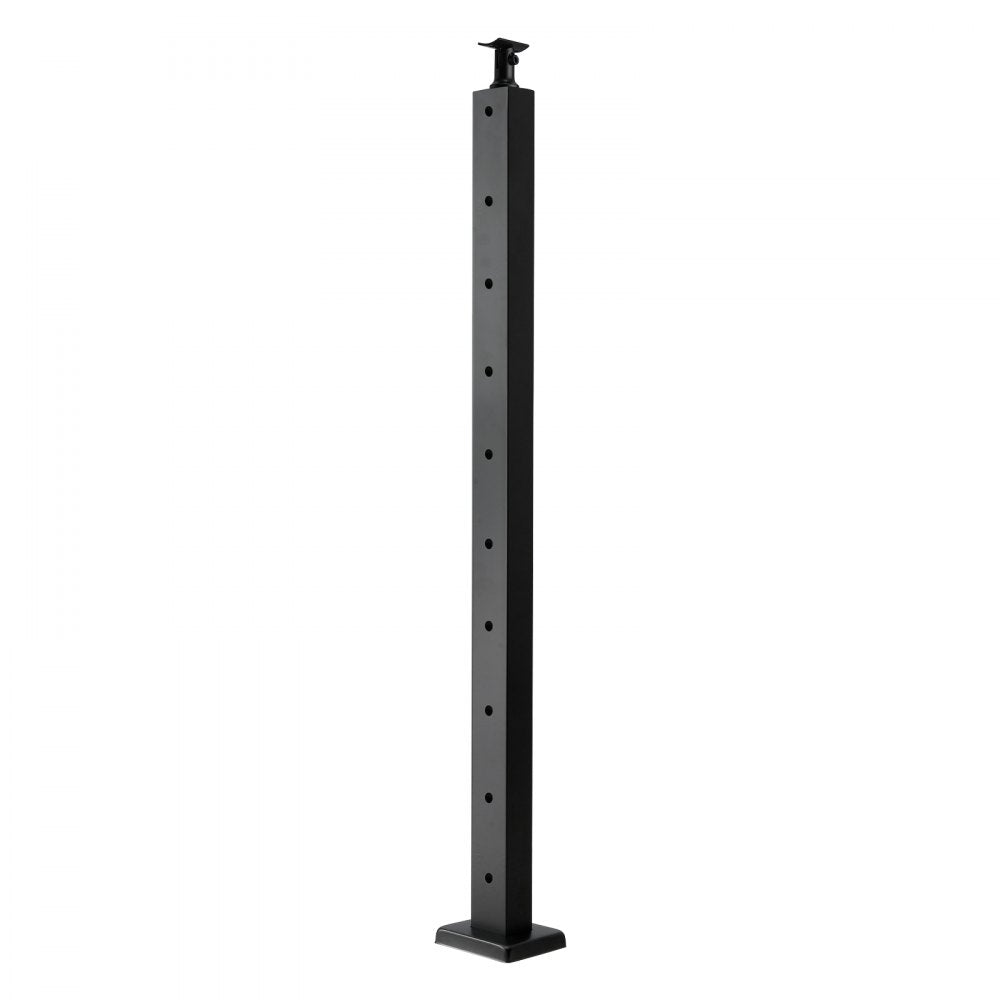 VEVOR 4-Pack Cable Railing Post, 36x1x2 In Horizontal-Hole Deck Railing Post with Pre-Drilled Holes, Stainless Steel Cable Rail Post with Horizontal and Curved Bracket, Black, 4JZLGZXHS914UUOI6001V0
