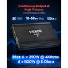 VEVOR 4 Channel Car Audio Amplifier 2 Ohm Stable Bridgeable Class A/B Full Range Amp Max Power 4 x 250W @ 4 Ohm / 4 x 500W @ 2 Ohm for Car SUV Truck Off-Road