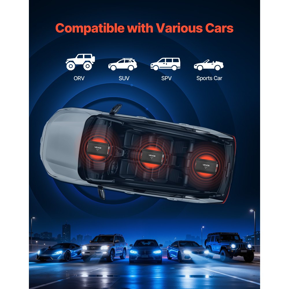 VEVOR 4 Channel Car Audio Amplifier 2 Ohm Stable Bridgeable Class A/B Full Range Amp Max Power 4 x 250W @ 4 Ohm / 4 x 500W @ 2 Ohm for Car SUV Truck Off-Road