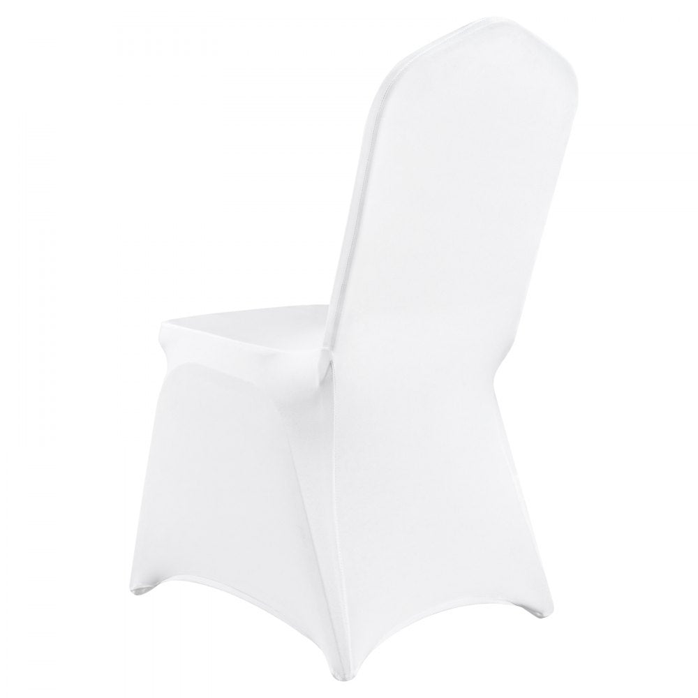 VEVOR Stretch Spandex Folding Chair Covers, Universal Fitted Arched Front Cover, Removable Washable Protective Slipcovers, for Wedding, Holiday, Banquet, Party, Celebration, Dining (50PCS White)