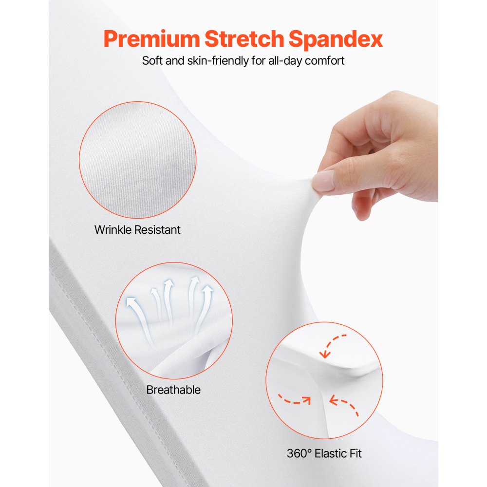 VEVOR Stretch Spandex Folding Chair Covers, Universal Fitted Chair Cover, Removable Washable Protective Slipcovers, for Wedding, Holiday, Banquet, Party, Celebration, Dining (50PCS White)