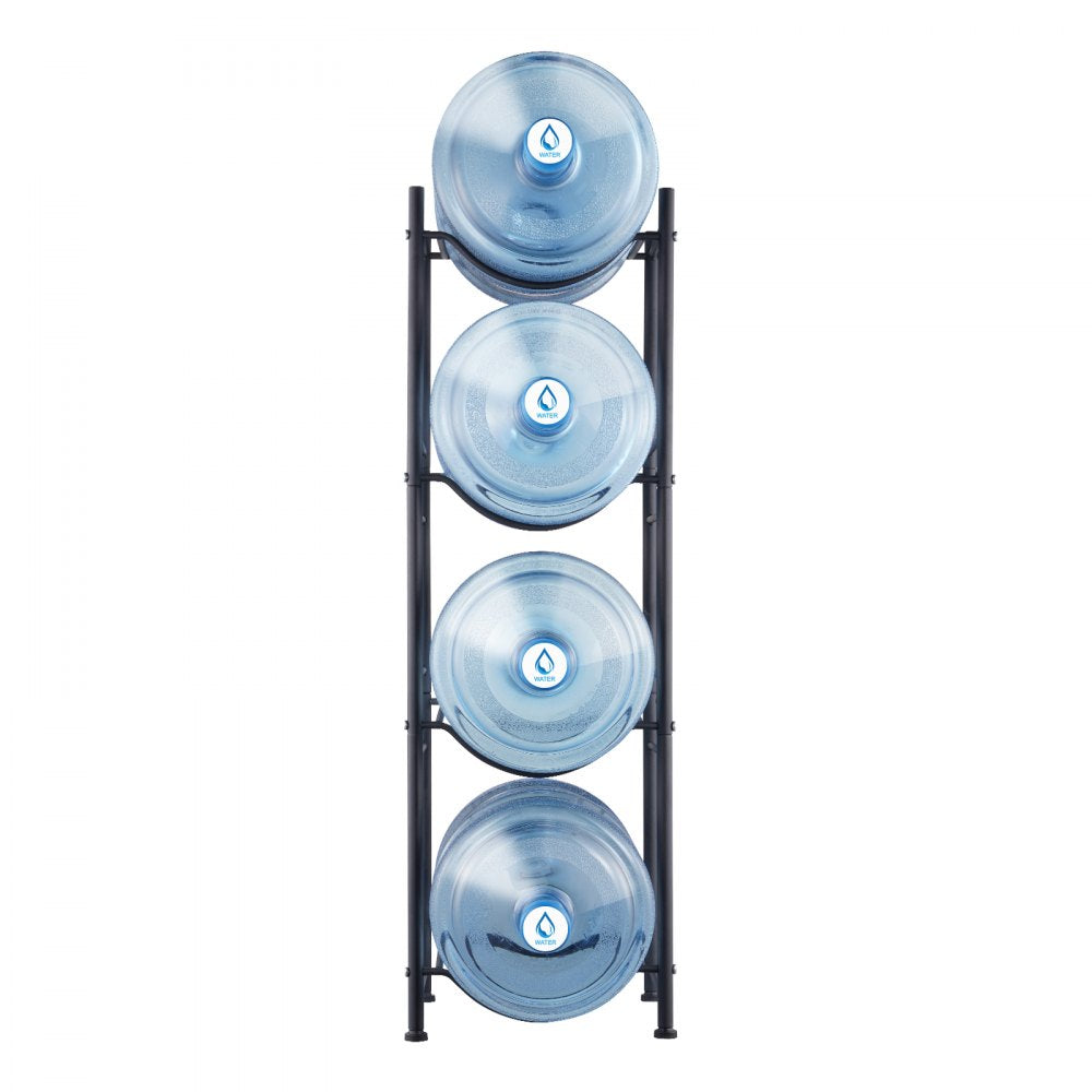 VEVOR 4 Tiers Water Jug Holder, 5 Gallon Water Bottle Holder, Single Row Water Bottle Rack for 4 Bottles, Heavy Duty Water Jug Rack for Kitchen, Office, Living Room, Black