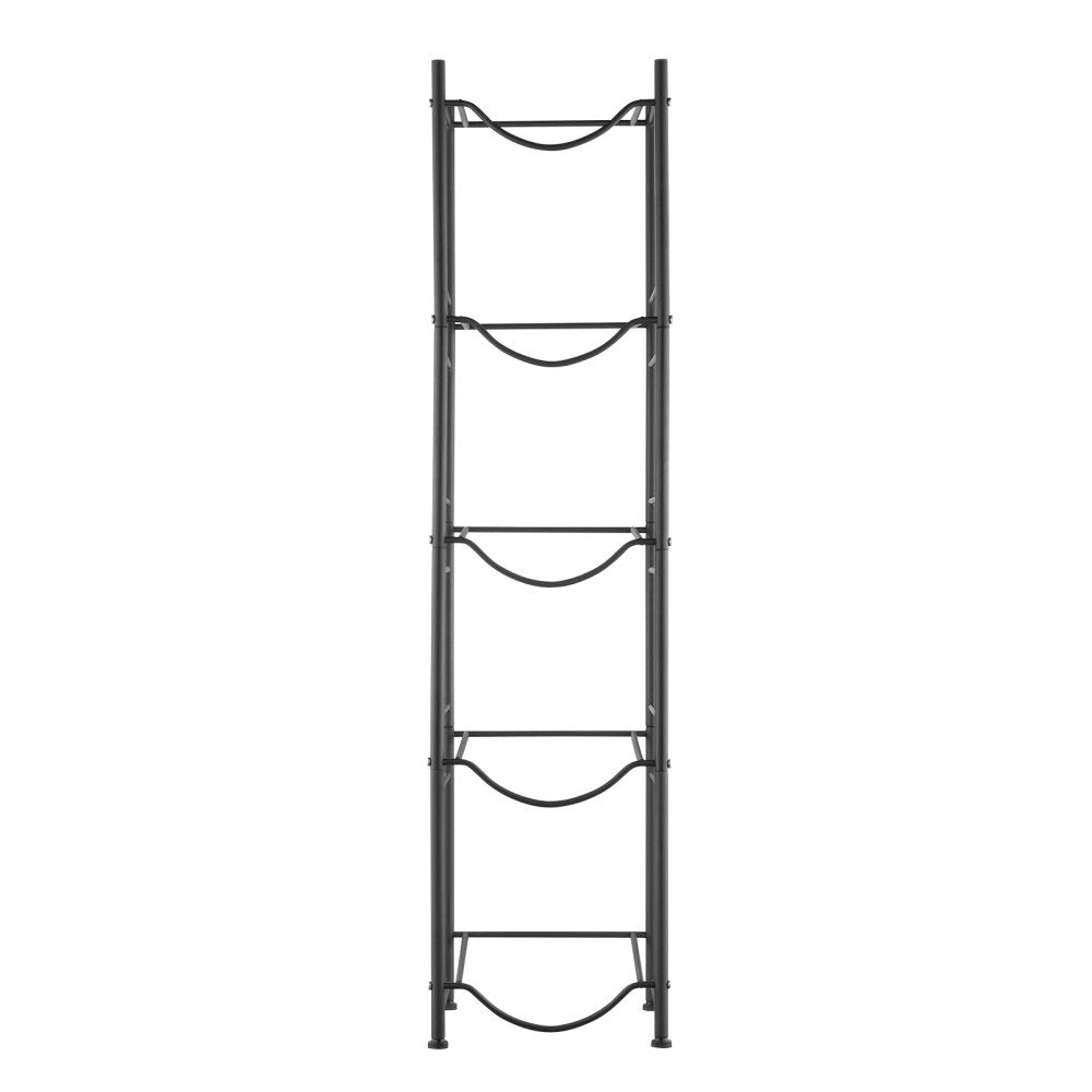 VEVOR 5 Tiers Water Jug Holder, 5 Gallon Water Bottle Holder, Single Row Water Bottle Rack for 5 Bottles, Heavy Duty Water Jug Rack for Kitchen, Office, Living Room, Black