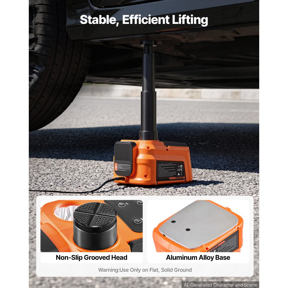 VEVOR 5T Cordless Electric Car Jack with Air Wrench & 2PCS Batteries, 12V Remote Control Hydraulic Car Floor Jack, 6.1-17.7 in Lift Height, 12V Portable Tire Changer with LED Light for SUV Pickup