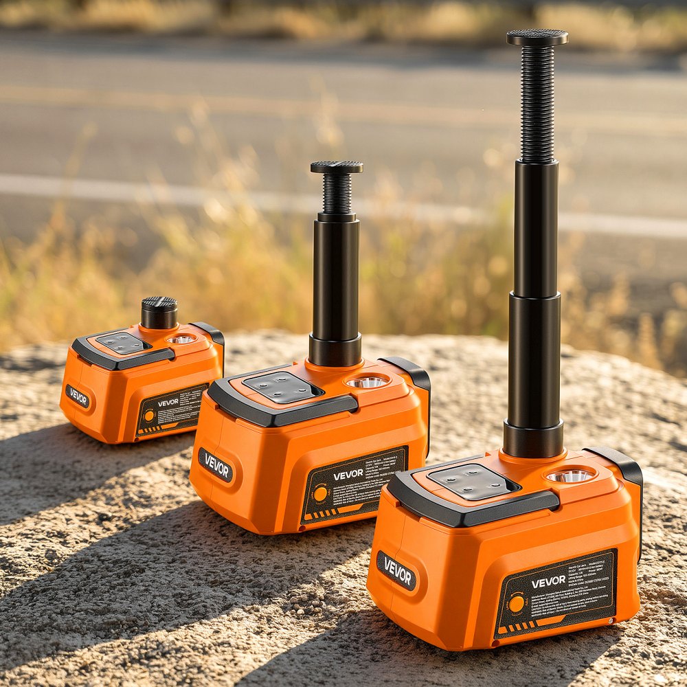 VEVOR 5T Cordless Electric Car Jack with Air Wrench & 2PCS Batteries, 12V Remote Control Hydraulic Car Floor Jack, 6.1-17.7 in Lift Height, 12V Portable Tire Changer with LED Light for SUV Pickup