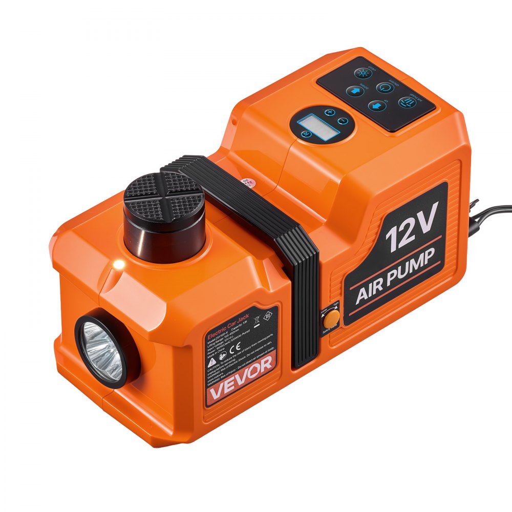 VEVOR 5T Electric Hydraulic Car Jack with Built-in Air Pump & Impact Wrench, Remote Control Floor Lift Jack, 6.1-17.7 in Lifting Height, Portable Tire Change Tool Inflator Pump for SUV Sedan Pickup