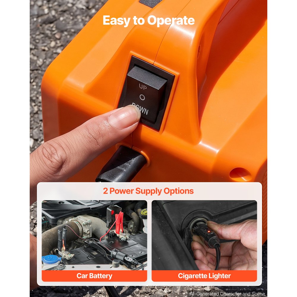 VEVOR Electric Car Jack, 5 Ton Hydraulic Jack Lift 12V Car Lift Floor Jack, 6.1-17.7 in Lift Height, Portable Tire Change Tool with LED Light & Toolbox for SUV Sedan Pickup MPV