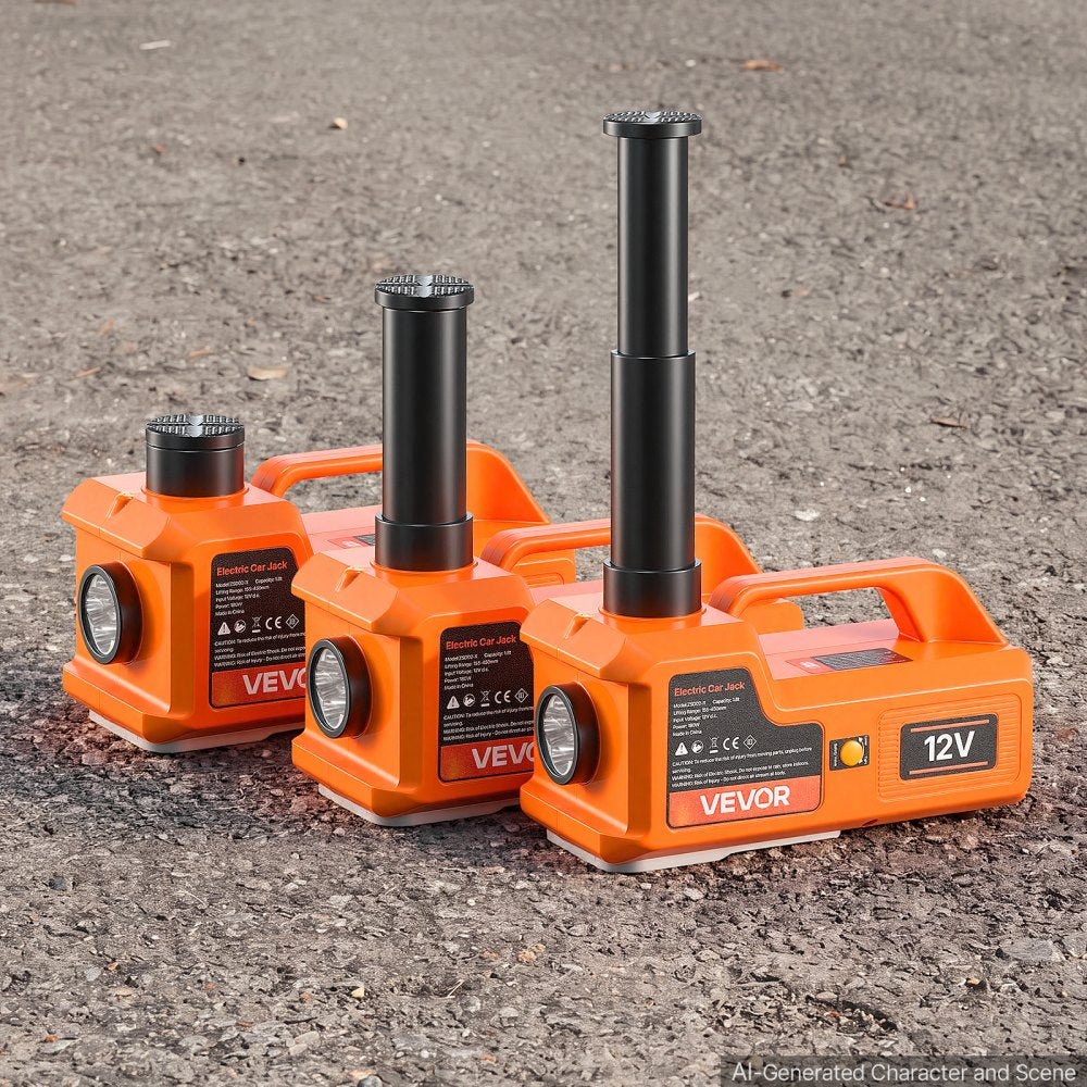 VEVOR Electric Car Jack, 5 Ton Hydraulic Jack Lift 12V Car Lift Floor Jack, 6.1-17.7 in Lift Height, Portable Tire Change Tool with LED Light & Toolbox for SUV Sedan Pickup MPV