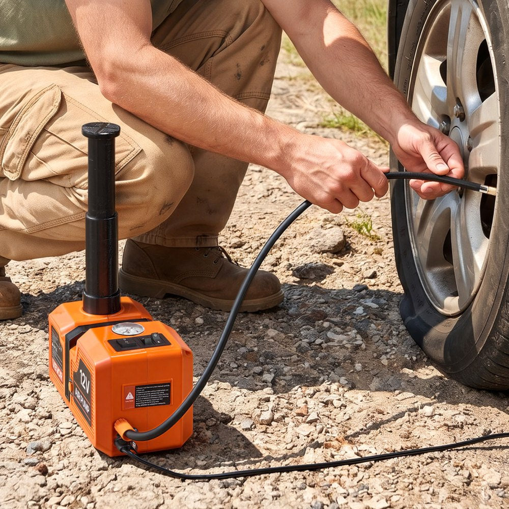 VEVOR Electric Car Jack, 5 Ton Hydraulic Jack Lift with Built-in Air Pump, 12V Car Lift Floor Jack, 6.1-17.7 in Lift Height, Portable Tire Change Tool Inflator Pump with LED Light for SUV Sedan Pickup