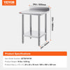 VEVOR 24 x 24 x 35 Inch Stainless Steel Work Table, Commercial Food Prep Worktable Heavy Duty Prep Worktable, Metal Work Table with Adjustable Height for Restaurant, Home and Hotel