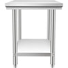 VEVOR Stainless Steel Prep Table, 900x600x800 mm, 700 lbs Load Capacity, Heavy Duty Metal Worktable with 3 Adjustable Height Levels, Commercial Workstation for Kitchen Garage Restaurant Backyard