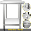 VEVOR Stainless Steel Prep Table, 900x600x800 mm, 700 lbs Load Capacity, Heavy Duty Metal Worktable with 3 Adjustable Height Levels, Commercial Workstation for Kitchen Garage Restaurant Backyard