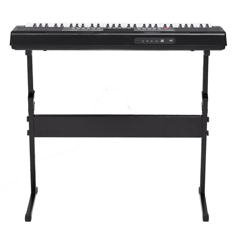 VEVOR 61 Key Digital Keyboard Piano, Lighted Keys, Electric Portable Piano with Adjustable Stand 600 Tones 500 Rhythms Built-In Speakers Sustain Pedal Headphones, USB MIDI for Beginners