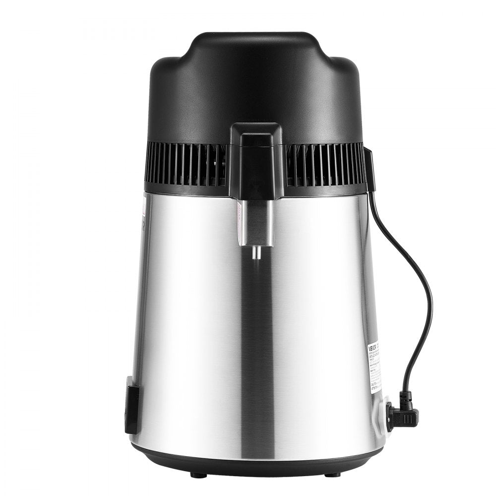 VEVOR Water Distiller, 6L 1.6 Gallon Larger Pure Water Purifier Filter For Home Table Countertop, 900W Glass Pot Distilled Maker, Stainless Steel Interior Drinking Machine to Make Clean Waters, Silver