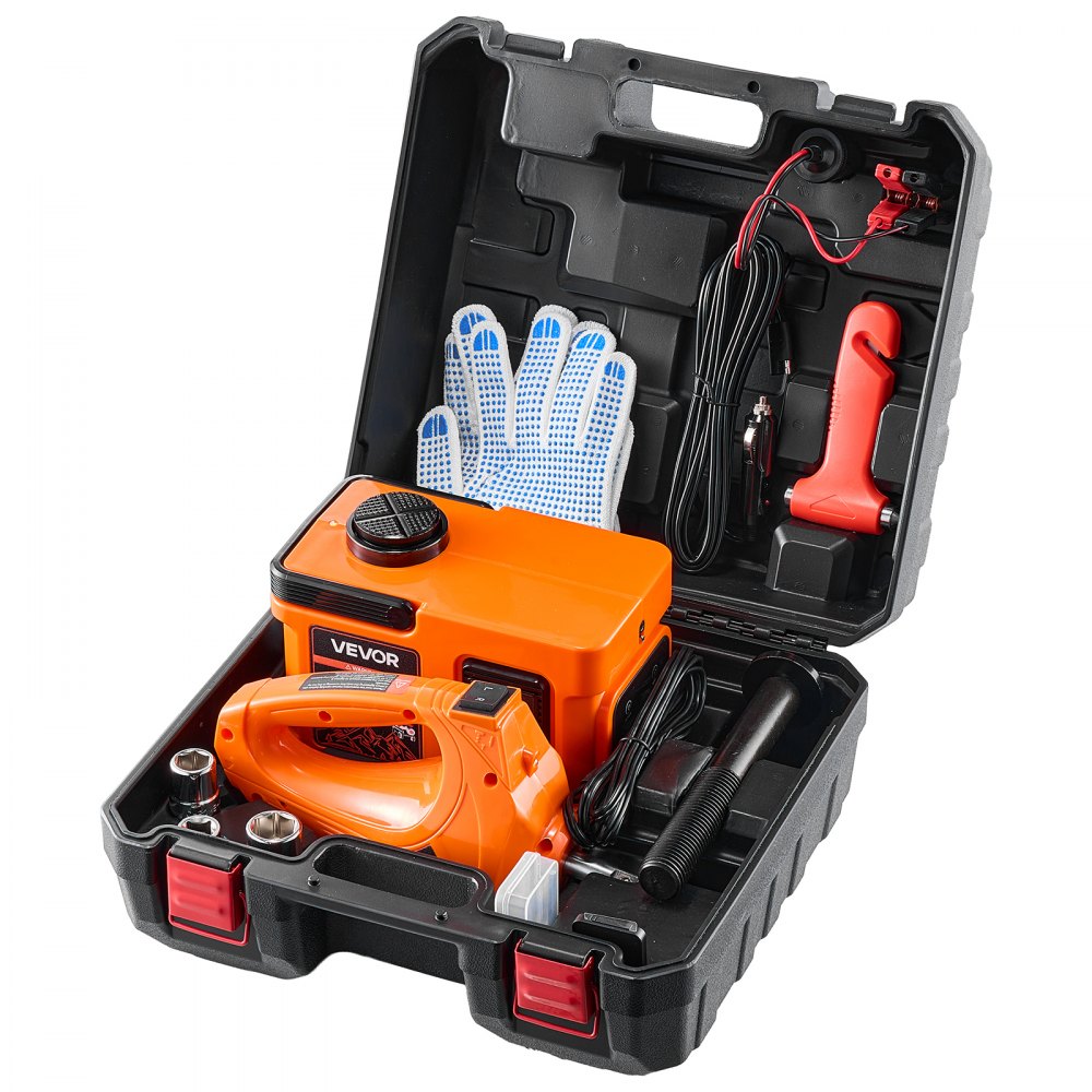 VEVOR 6 Ton Electric Hydraulic Car Jack with Air Wrench & Remote Control, 12V Car Lift Floor Jack with LED Light, 6.5‑18.1 in Lift Height, All-Terrain Portable Tire Change Tool for SUV Sedan Pickup