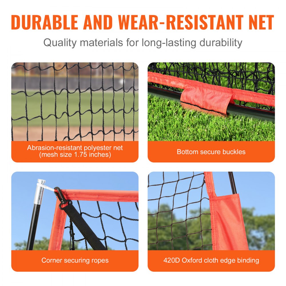 VEVOR 7x7 ft Baseball Softball Practice Net, Portable Baseball Training Net for Hitting Batting Catching Pitching, Backstop Baseball Equipment Training Aids with Carry Bag and Strike Zone