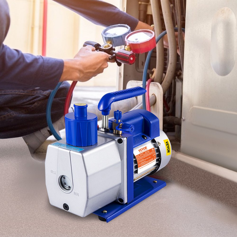 VEVOR Vacuum Pump 7 CFM 1/2 HP Single Stage Air Conditioning Vacuum Pump for R12 R22 R134a R410a Systems 110V 5PA Ultimate Vacuum Refrigerant HVAC Tool for Automobile Reparation Vacuum Evacuation