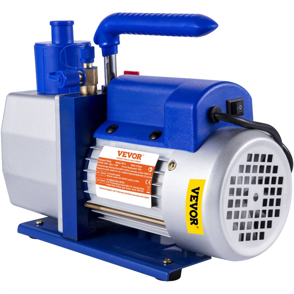 VEVOR Vacuum Pump 7 CFM 1/2 HP Single Stage Air Conditioning Vacuum Pump for R12 R22 R134a R410a Systems 110V 5PA Ultimate Vacuum Refrigerant HVAC Tool for Automobile Reparation Vacuum Evacuation