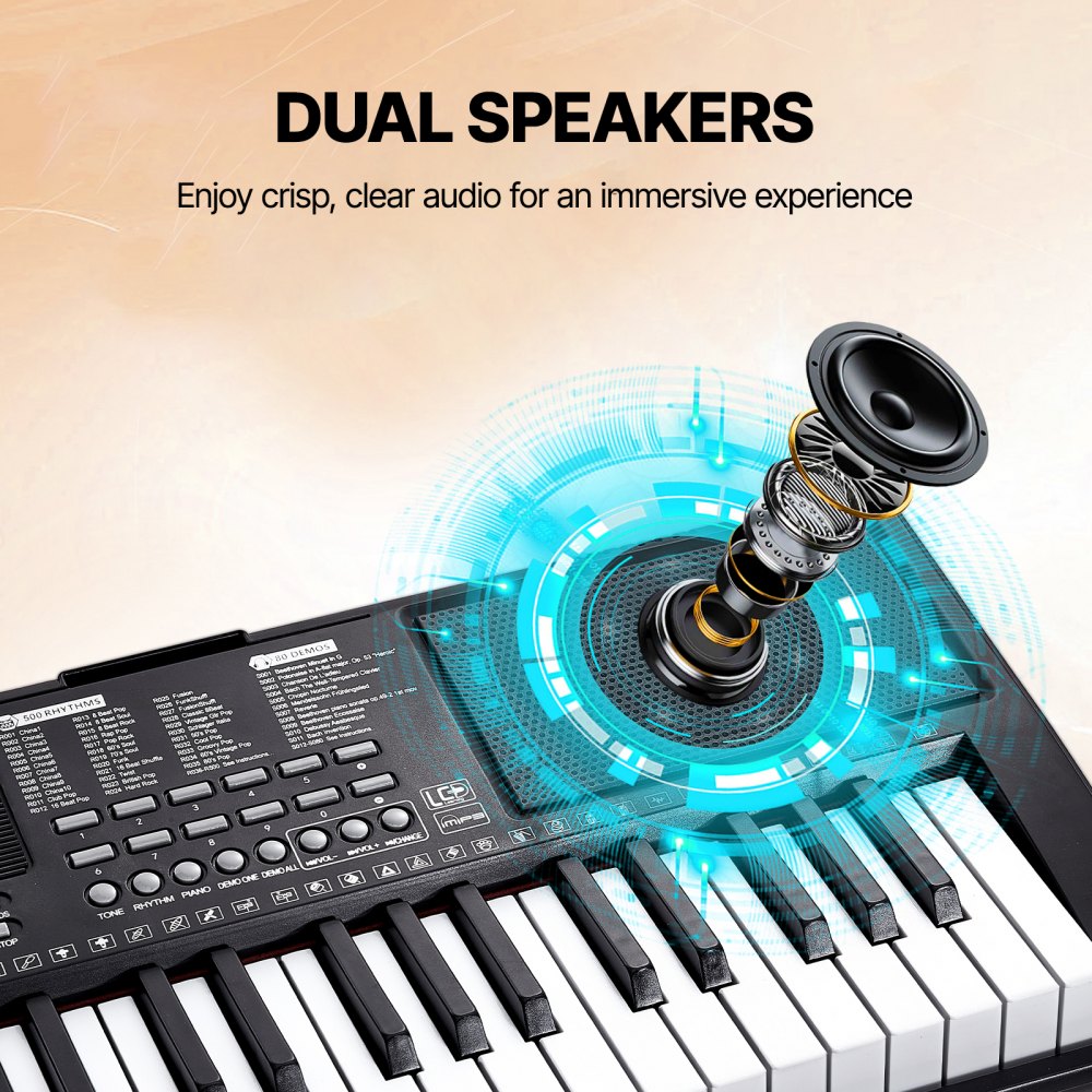 VEVOR 88 Key Digital Piano Keyboard, Semi Weighted Keys, Full Size Electric Portable Keyboard Piano Set with 1000 Tones Built-In Speakers Sustain Pedal Headphones, Bluetooth MIDI USB for Beginners