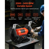 VEVOR Bench Grinder, 8-inch Variable Speed Bench Grinder, 2000-3450RPM Table Grinders with 550W 5.0A Induction Motor, 36/60-Grit Grinding Wheel & Adjustable Eye Shield for Sharpening Grinding