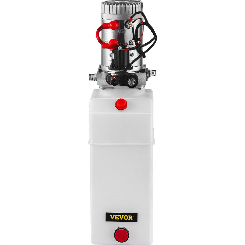 VEVOR Hydraulic Power Unit 8 Quart Hydraulic Pump Single Acting Hydraulic Pump for Dump Trailer Car Lifting 12V DC (Plastic, Single Acting Hydraulic Power Unit)