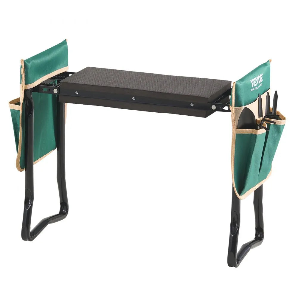 VEVOR Garden Kneeler and Seat, 8 in Wide Kneeling Pad, Heavy Duty Garden Kneeling Stool, Folding Garden Seat with 2 Tool Bags, Relieve Knee & Back Pain, Portable Garden Bench for Women Grandparents