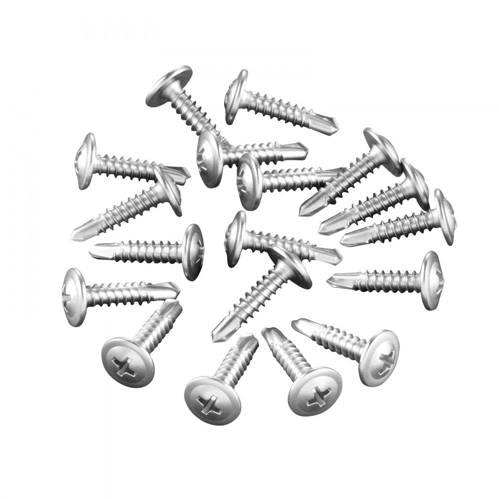 VEVOR #8 Self Drilling Wood Screws, 3/4 Inch Long 350 PCS Truss Head Wood Screws, Phillips Drive Quick Metal Self Tapping Screw, Stainless Steel and Full Thread, Screwdriver Bit Included, Silver
