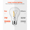 VEVOR 6 Pack Edison Bulbs LED, A19 Vintage Edison Light Bulbs, 4.5W Dimmable 450 Lumens, 2700K Warm White, E26 Base LED Filament Bulb, Antique Glass Style for Home, Bedroom, Office, Farmhouse,CRI80+