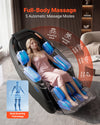 VEVOR Massage Chair, 4D Zero-Gravity Full Body Massage Chair with Extendable Footrest, Automatic Modes, Airbags, Waist & Leg Heating, Bluetooth Speaker, Touchscreen Control, for Home and Office Use