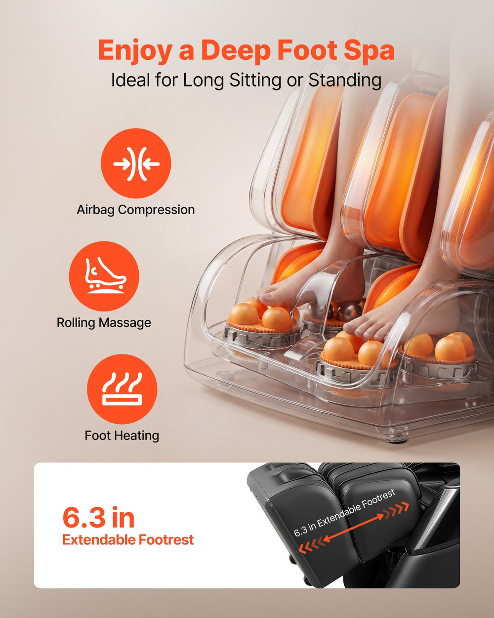 VEVOR Massage Chair, 4D Zero-Gravity Full Body Massage Chair with Extendable Footrest, Automatic Modes, Airbags, Waist & Leg Heating, Bluetooth Speaker, Touchscreen Control, for Home and Office Use