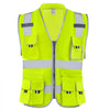 VEVOR Safety Vest, 10 Pockets Yellow Safety Vest, High Visibility Zipper Front Safety Vest with Reflective Strips, Hi Vis Work Construction Vest with Pockets and Walkie-Talkie Clip, for Men & Woman